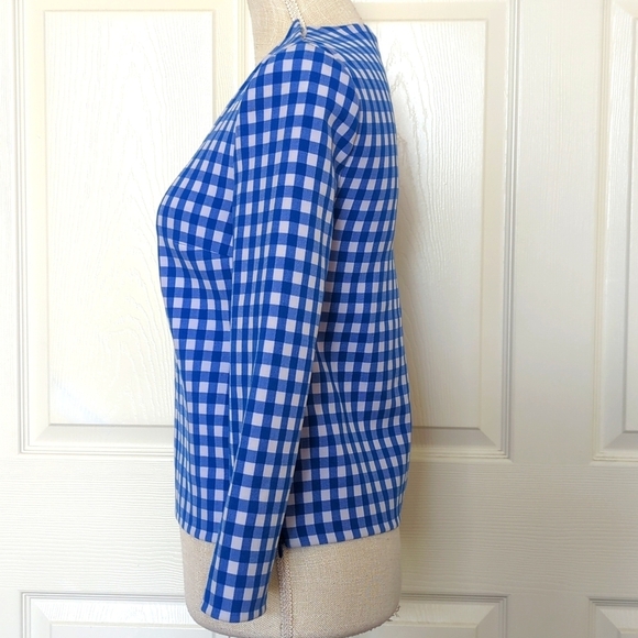 Diane Von Furstenberg Blue Gingham Blouse - Picture 3 of 7